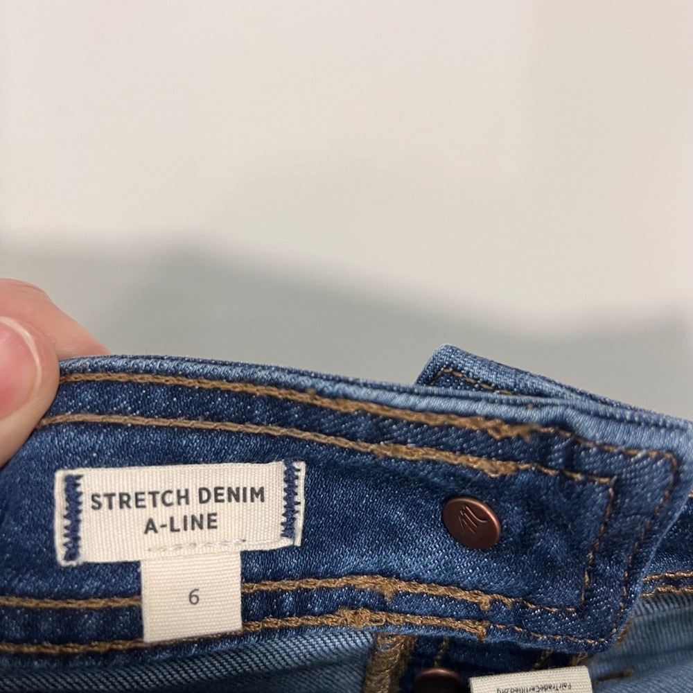 NWT Madewell Womens Stretch Denim A-Line Button Front Mini Skirt Blue Size 6 A3 - Picture 5 of 8